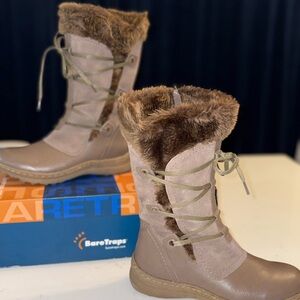 BareTraps Women's Brown Winter Boots with Fur Lining
